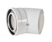 Отвод коаксиальный 45 град Ø80/125 мм Ø80 мм - ПП, Ø125 мм АЛ (для конденсационных котлов)